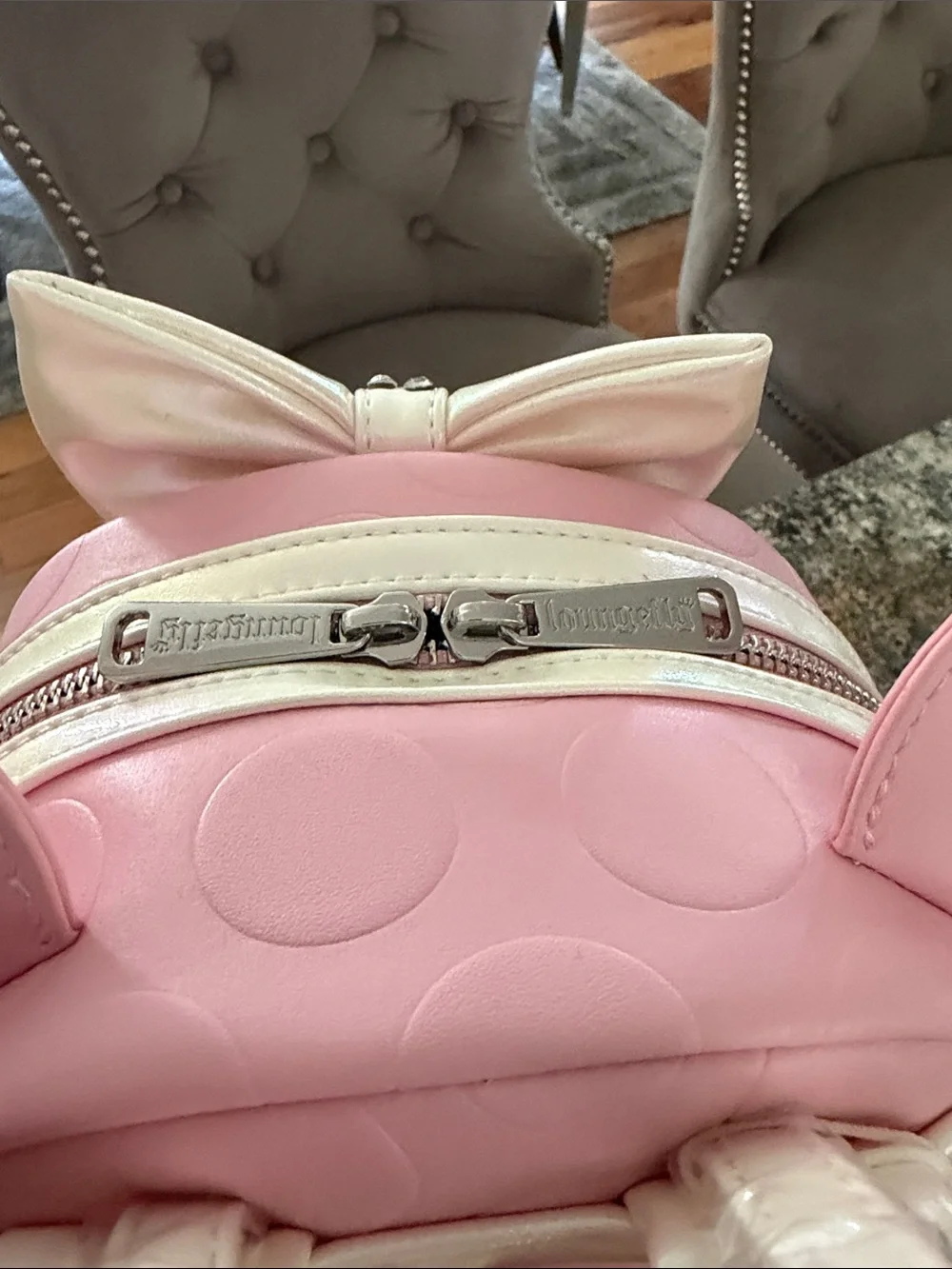 Minnie Mouse Disney Loungefly Women's Mini Backpack Pink Iridescent Bow